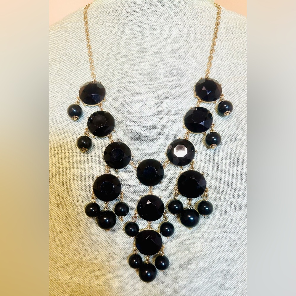 Elegant Black And Gold Statement Necklace